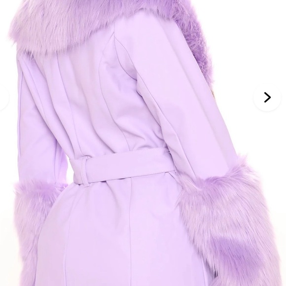 Lavender Faux Fur Trim Coat - Picture 4 of 6